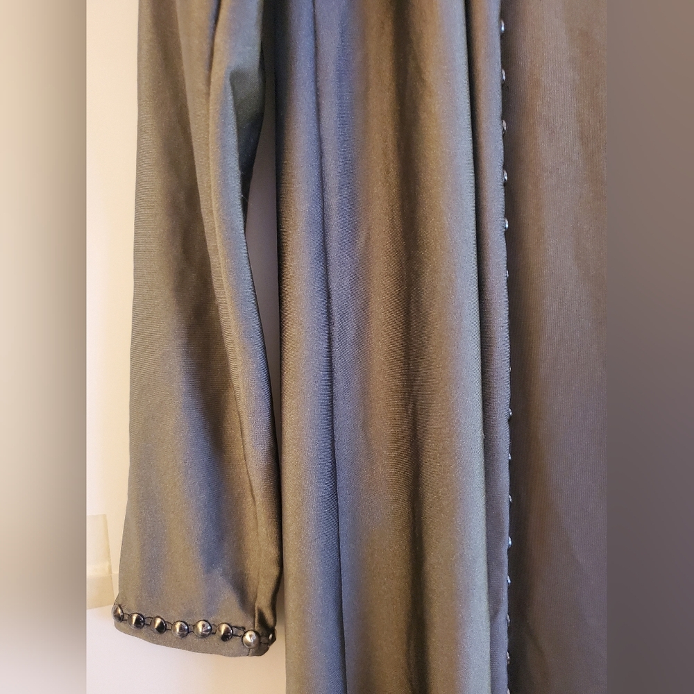 Hell Couture Grey Ouroborus Pentagram Studded Hooded Duster - Picture 6 of 7
